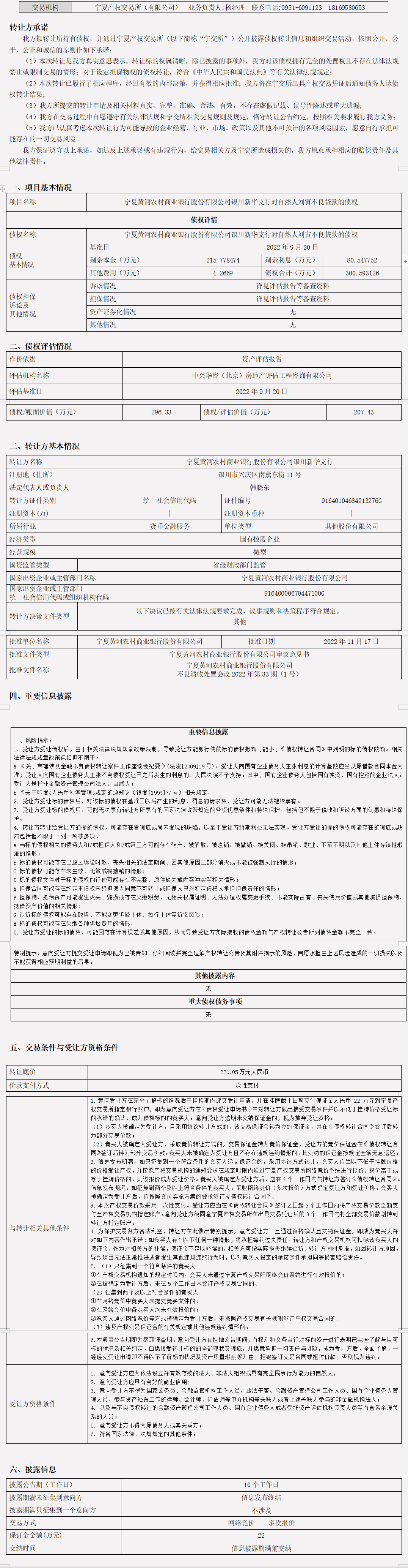 宁夏黄河农村商业银行股份有限公司银川新华支行对自然人刘寅不良贷款的债权